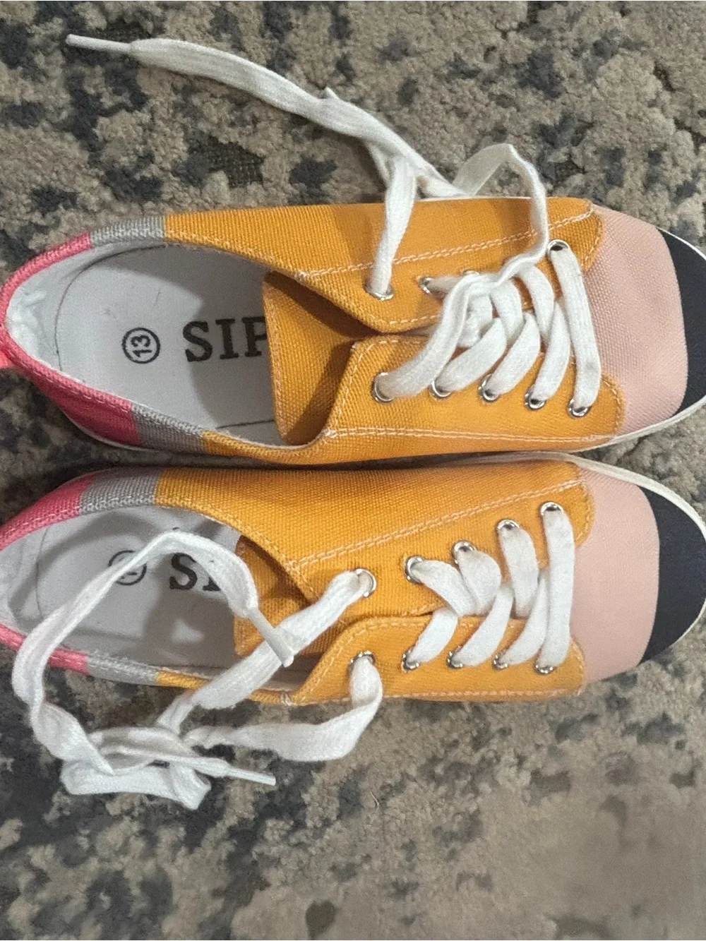 Kids Canvas Lace-Up Sneakers in Yellow and Pink
